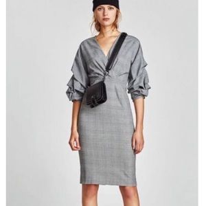 Zara XS Houndstooth/Checked Midi Dress NWOT